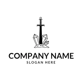 Sword Logo Precious Stone and Sword logo design