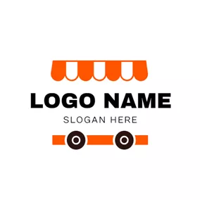 快餐车 Logo Purdah Wheel and Abstract Food Truck logo design