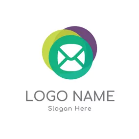 Mail Logo Purple and Green Icon logo design
