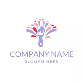Artist Logo Purple and Pink Paint Brush logo design