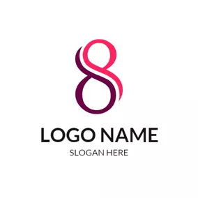 數字 Logo Purple and Red Number Eight logo design