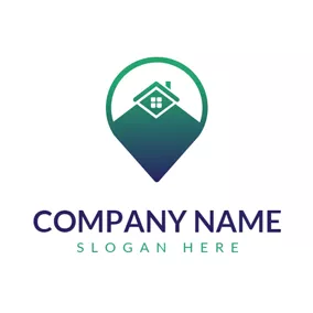 Construction Logo Purple Ballon and Blue House logo design