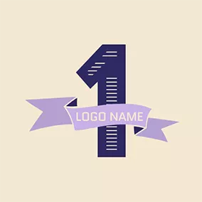 Emblem Logo Purple Banner and 1st Anniversary logo design