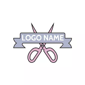 Scissors Logo Purple Banner and Pink Scissor logo design