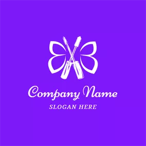 彩妆师Logo Purple Butterfly and Crossed Mascara Cream logo design
