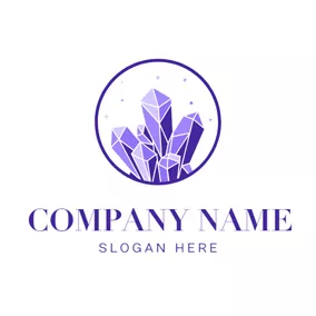 Crystal Logo Purple Circle and Crystal logo design
