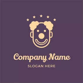 Joker Logo Purple Circle and Jester Face logo design