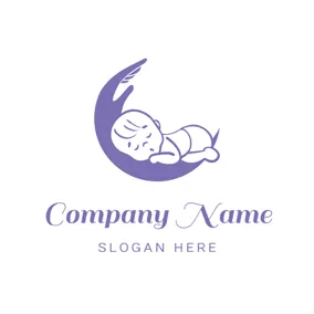 Children & Childcare Logo Purple Cradle and Sleep Baby logo design