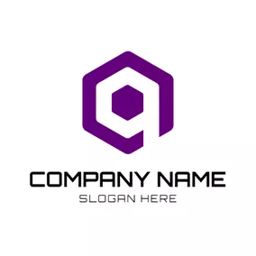 Logótipo Q Purple Hexagon and White Letter Q logo design