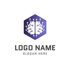 AI Logo Purple Hexagon Brain and Ai logo design