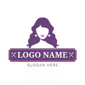 Fashion & Beauty Logo Purple Long Curly Hair Mode logo design