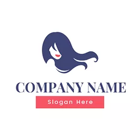 Hair Logo Purple Long Hair Mode logo design