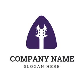 Music Logo Purple Triangle and Guitar logo design