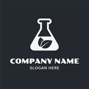 Apotheke Logo Reagent Bottle and Leaf logo design