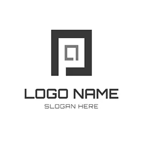Pロゴ Rectangle Frame and Unique P logo design