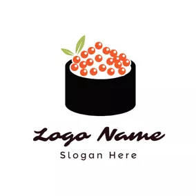 Rice Logo Red and Black Caviar Sushi logo design