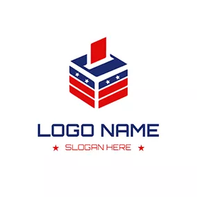 Box Logo Red and Blue Ballot Box logo design