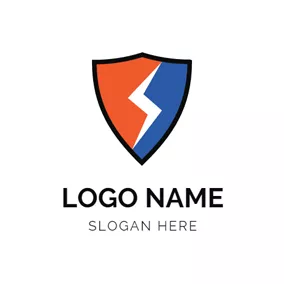 Non-profit Logo Red and Blue Shield and Lightening logo design