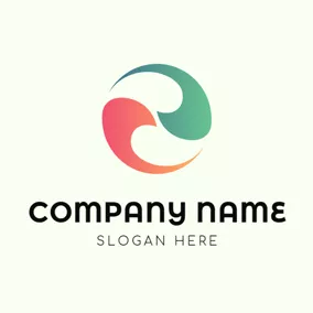 Recycle Logo Red and Blue Simple Rotary Round logo design