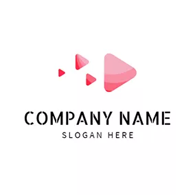 Art - Red  & Pink Play Button logo design