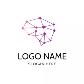 Brain Logo Red and Purple Brain logo design