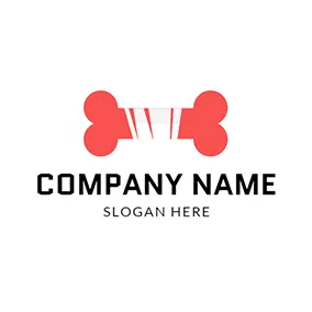 Emblem Logo Red and White Bone Icon logo design