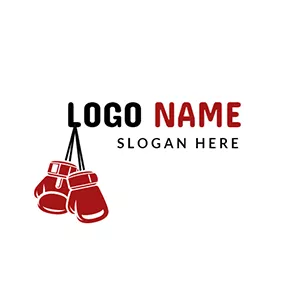 Thread Logo Red and White Boxing Glove logo design
