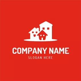 Construction Logo Red and White Cute House logo design