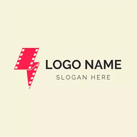 Logótipo Cinema Red and White Film Icon logo design