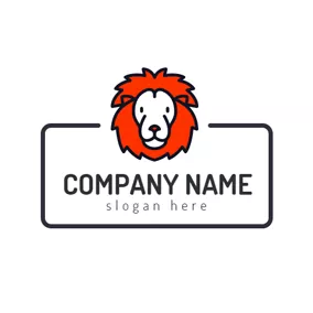 Children & Childcare Logo Red and White Lion Face logo design
