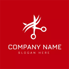 Fashion & Beauty Logo Red and White Scissor logo design