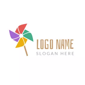 Toys Logo Red and Yellow Toy Pinwheel logo design