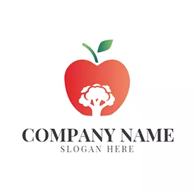 Italian Restaurant Logo Red Apple and White Broccoli logo design