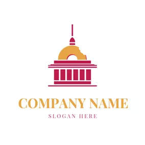 Architecture Logo Red Architecture and Doughnut logo design