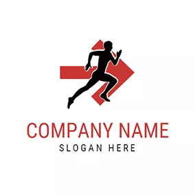 Marathon Logo Red Arrow and Black Marathon Runner logo design