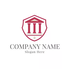 Construction Logo Red Badge and Teaching Building logo design