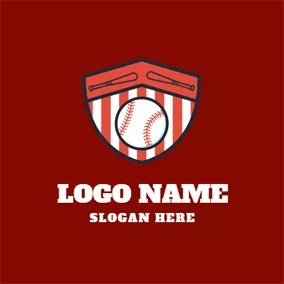 Club Logo Red Badge and White Baseball logo design