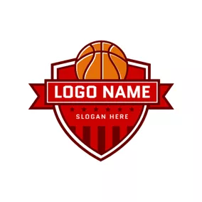 Club Logo Red Badge Yellow Basketball logo design