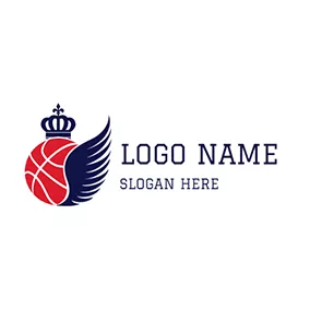 Emblem Logo Red Ball and Black Wing logo design