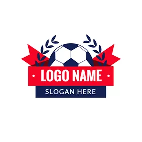Club Logo Red Banner and Blue Football logo design