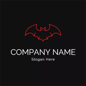バットロゴ Red Bat Outline Icon logo design