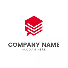 Literature Logo Red Book and Dialog Box logo design