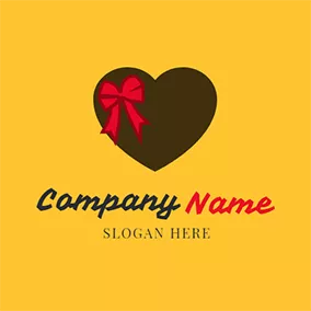 Food & Drink Logo Red Bowknot and Brown Heart Chocolate logo design