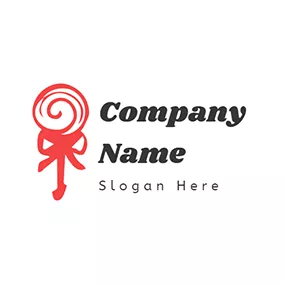 Food & Drink Logo Red Bowknot and Lollipop logo design