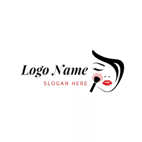 Lipstick Logo Red Brush and Make Up logo design