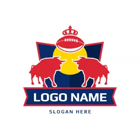Club Logo Red Bulls and Crowned Football Badge logo design