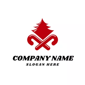 Süßigkeiten Logo Red Candy Cane and Christmas Tree logo design