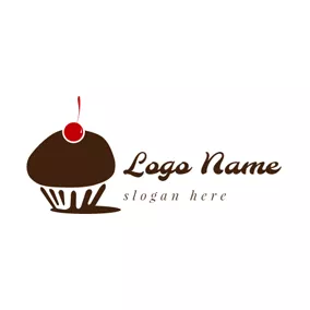 Bakery Logo Red Cherry and Chocolate Cake logo design