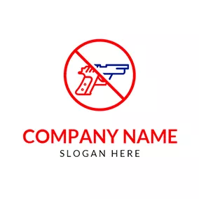 Emblem Logo Red Circle and Blue Gun logo design
