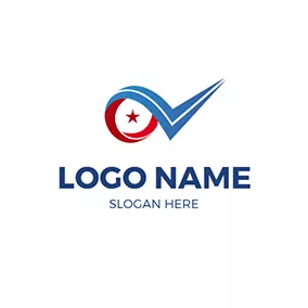 Government Logo Red Circle and Blue Letter V logo design